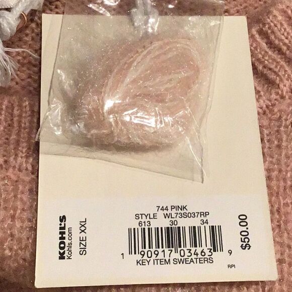 LC Lauren Conrad Pink White Unicorn Sparkle Knit Crew Neck Pullover Sweater - Picture 13 of 15